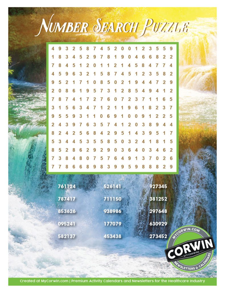 May River Number Search Puzzle